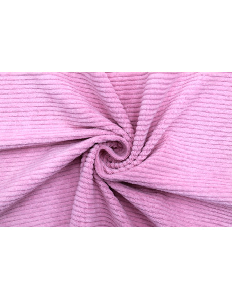 Tissu Velours Maille Côtelé Rose -Au Mètre