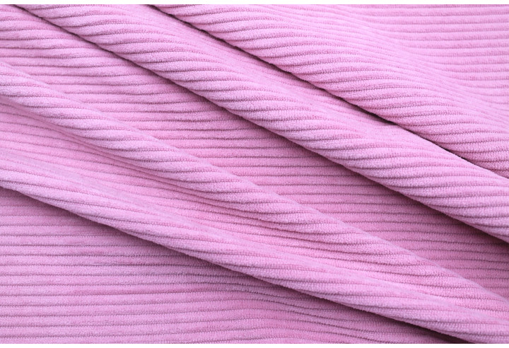 Tissu Velours Maille Côtelé Rose -Au Mètre