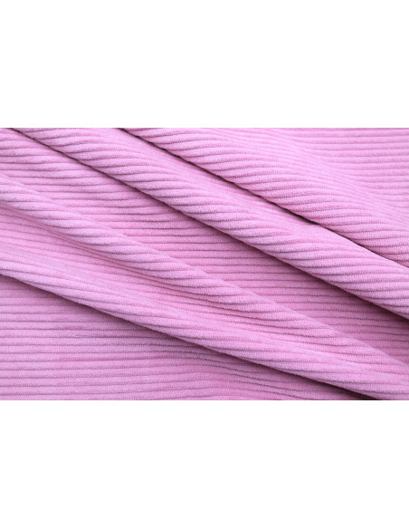 Tissu Velours Maille Côtelé Rose -Au Mètre