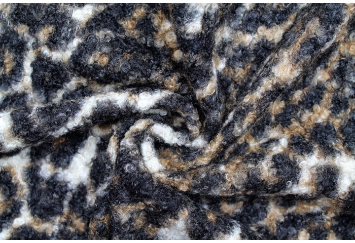 Tissu Tweed Bouclette Chloé Léopard -Au Mètre