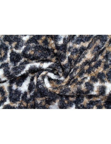 Tissu Tweed Bouclette Chloé Léopard -Au Mètre