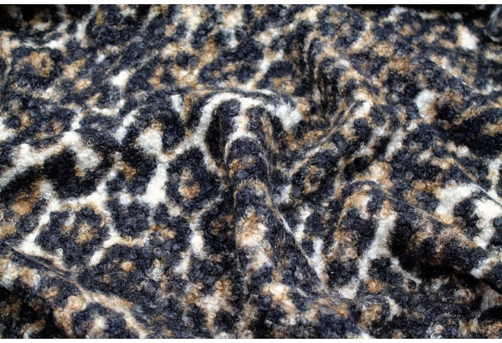 Tissu Tweed Bouclette Chloé Léopard -Au Mètre