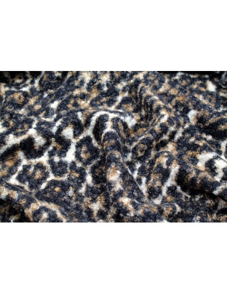 Tissu Tweed Bouclette Chloé Léopard -Au Mètre