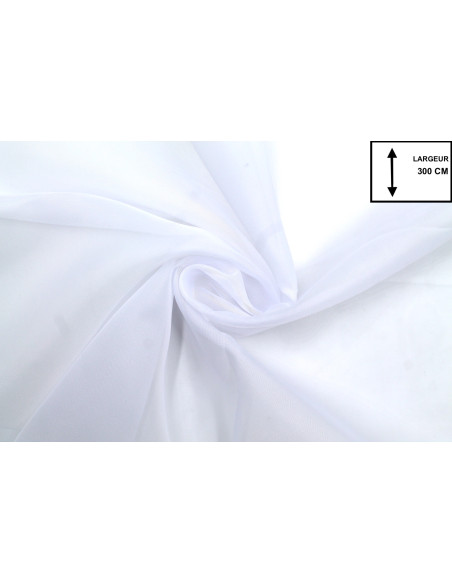 Tissu Voilage Mousseline Uni Blanc laize 300cm -Au Mètre