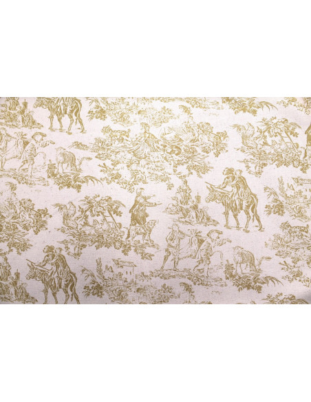 Tissu Coton Toile de Jouy Quotidien Champêtre Jaune -Au Mètre