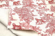 Tissu Coton Toile de Jouy Savane Rouge -Au Mètre