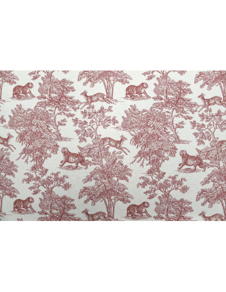 Tissu Coton Toile de Jouy Savane Rouge -Au Mètre