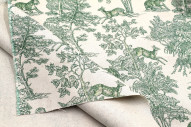Tissu Coton Toile de Jouy Savane Vert -Au Mètre