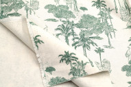 Tissu Coton Toile de Jouy Jungle Tropicale Vert -Au Mètre