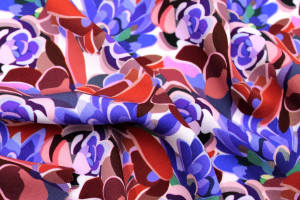 Tissu Gabardine Viscose Imprimé Fleur Graphique Violet -Au Mètre 2