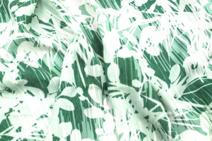 Tissu Gabardine Viscose Imprimé Fleur Strié Vert -Au Mètre 2