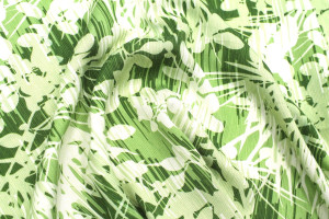 Tissu Gabardine Viscose Imprimé Fleur Strié Anis -Au Mètre 2