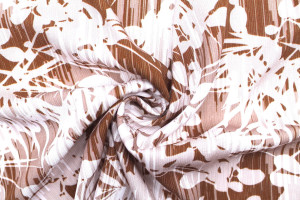 Tissu Gabardine Viscose Imprimé Fleur Strié Choco -Au Mètre
