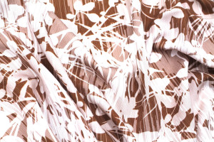 Tissu Gabardine Viscose Imprimé Fleur Strié Choco -Au Mètre 2