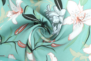 Tissu Popeline Viscose Imprimé Fleur Lysa Bleu de Qualité, Tissu au mètre, Tissu pas cher - Alltissus.com