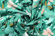 Tissu Gabardine Viscose Imprimé Fleur Jonquille Vert de Qualité, Tissu au mètre, Tissu pas cher - Alltissus.com