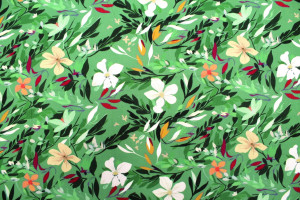 Tissu Gabardine Viscose Imprimé Fleur Jonquille Anis de Qualité, Tissu au mètre, Tissu pas cher - Alltissus.com 2