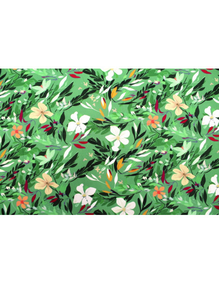 Tissu Gabardine Viscose Imprimé Fleur Jonquille Anis de Qualité, Tissu au mètre, Tissu pas cher - Alltissus.com