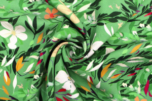 Tissu Gabardine Viscose Imprimé Fleur Jonquille Anis de Qualité, Tissu au mètre, Tissu pas cher - Alltissus.com