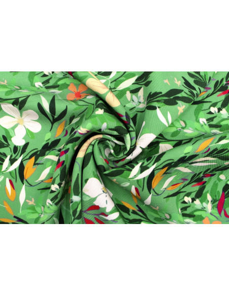 Tissu Gabardine Viscose Imprimé Fleur Jonquille Anis de Qualité, Tissu au mètre, Tissu pas cher - Alltissus.com