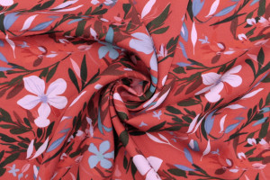 Tissu Gabardine Viscose Imprimé Fleur Jonquille Rouille de Qualité, Tissu au mètre, Tissu pas cher - Alltissus.com