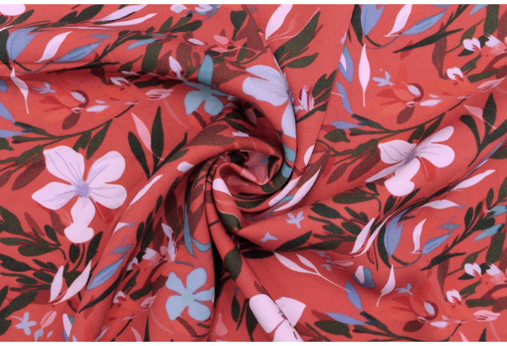 Tissu Gabardine Viscose Imprimé Fleur Jonquille Rouille de Qualité, Tissu au mètre, Tissu pas cher - Alltissus.com