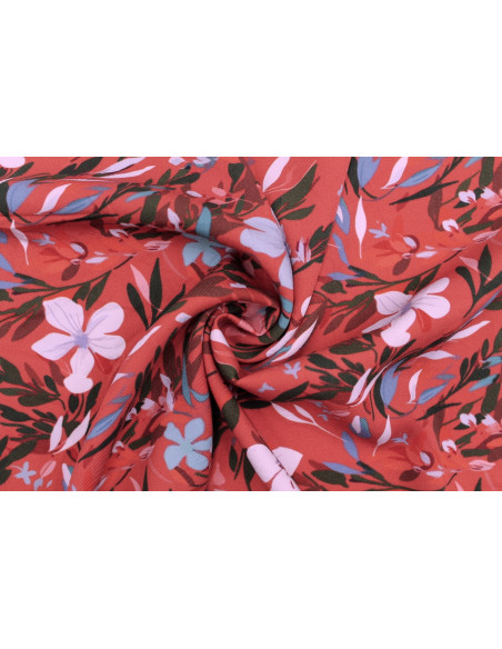 Tissu Gabardine Viscose Imprimé Fleur Jonquille Rouille de Qualité, Tissu au mètre, Tissu pas cher - Alltissus.com