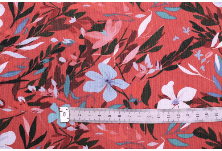 Tissu Gabardine Viscose Imprimé Fleur Jonquille Rouille de Qualité, Tissu au mètre, Tissu pas cher - Alltissus.com