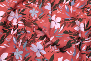 Tissu Gabardine Viscose Imprimé Fleur Jonquille Rouille de Qualité, Tissu au mètre, Tissu pas cher - Alltissus.com 2