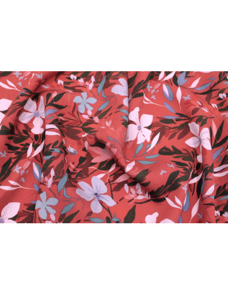 Tissu Gabardine Viscose Imprimé Fleur Jonquille Rouille de Qualité, Tissu au mètre, Tissu pas cher - Alltissus.com