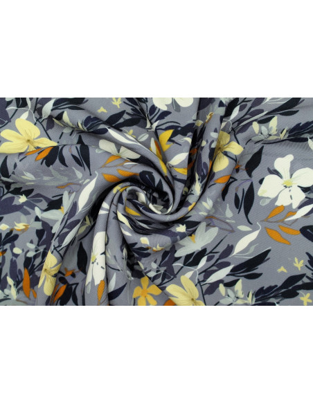 Tissu Gabardine Viscose Imprimé Fleur Jonquille Gris de Qualité, Tissu au mètre, Tissu pas cher - Alltissus.com