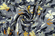 Tissu Gabardine Viscose Imprimé Fleur Jonquille Gris de Qualité, Tissu au mètre, Tissu pas cher - Alltissus.com