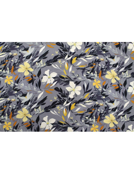 Tissu Gabardine Viscose Imprimé Fleur Jonquille Gris de Qualité, Tissu au mètre, Tissu pas cher - Alltissus.com