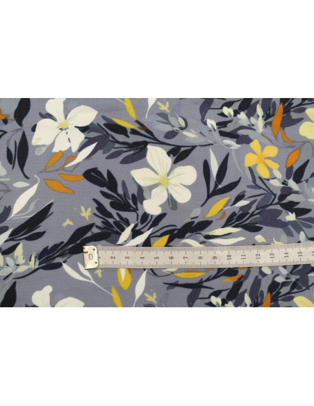 Tissu Gabardine Viscose Imprimé Fleur Jonquille Gris de Qualité, Tissu au mètre, Tissu pas cher - Alltissus.com