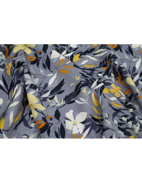Tissu Gabardine Viscose Imprimé Fleur Jonquille Gris de Qualité, Tissu au mètre, Tissu pas cher - Alltissus.com