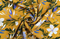 Tissu Gabardine Viscose Imprimé Fleur Jonquille Moutarde de Qualité, Tissu au mètre, Tissu pas cher - Alltissus.com