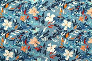 Tissu Gabardine Viscose Imprimé Fleur Jonquille Bleu de Qualité, Tissu au mètre, Tissu pas cher - Alltissus.com 2
