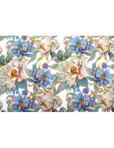 Tissu Gabardine Viscose Imprimé Fleur April Blanc de Qualité, Tissu au mètre, Tissu pas cher - Alltissus.com