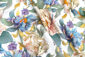 Tissu Gabardine Viscose Imprimé Fleur April Blanc de Qualité, Tissu au mètre, Tissu pas cher - Alltissus.com 2