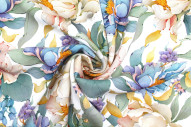 Tissu Gabardine Viscose Imprimé Fleur April Blanc de Qualité, Tissu au mètre, Tissu pas cher - Alltissus.com
