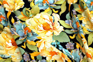 Tissu Gabardine Viscose Imprimé Fleur April Noir de Qualité, Tissu au mètre, Tissu pas cher - Alltissus.com 2