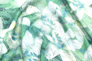 Tissu Gabardine Viscose Imprimé Fleur Étoile Vert de Qualité, Tissu au mètre, Tissu pas cher - Alltissus.com 2