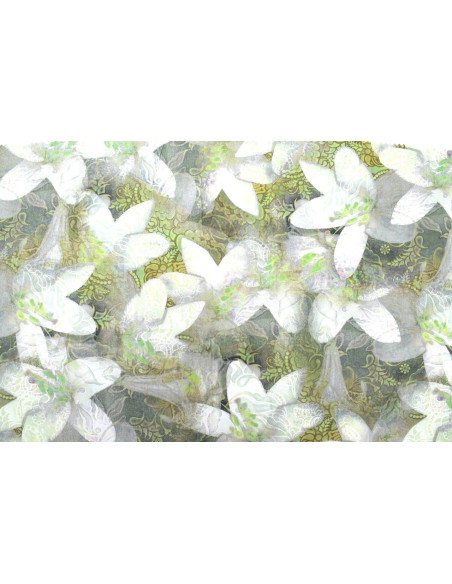 Tissu Gabardine Viscose Imprimé Fleur Étoile Jaune de Qualité, Tissu au mètre, Tissu pas cher - Alltissus.com