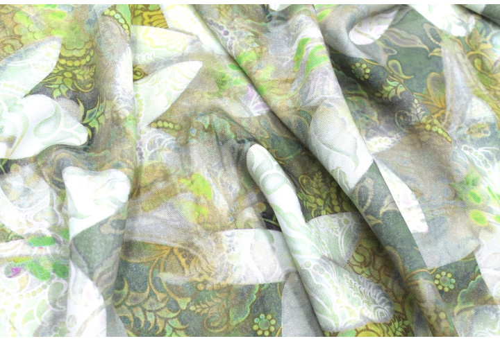 Tissu Gabardine Viscose Imprimé Fleur Étoile Jaune de Qualité, Tissu au mètre, Tissu pas cher - Alltissus.com