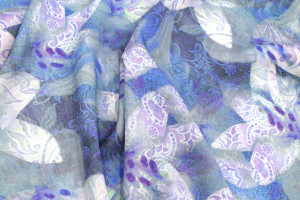 Tissu Gabardine Viscose Imprimé Fleur Étoile Bleu de Qualité, Tissu au mètre, Tissu pas cher - Alltissus.com 2