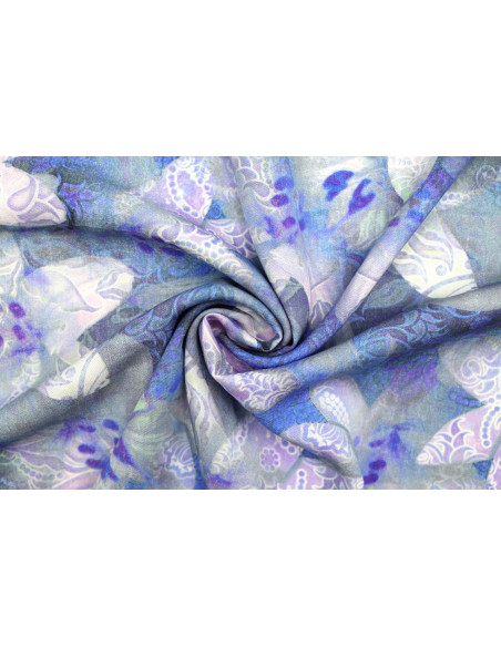 Tissu Gabardine Viscose Imprimé Fleur Étoile Bleu de Qualité, Tissu au mètre, Tissu pas cher - Alltissus.com