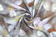 Tissu Gabardine Viscose Imprimé Fleur Étoile Gris de Qualité, Tissu au mètre, Tissu pas cher - Alltissus.com