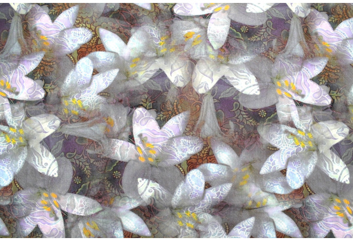 Tissu Gabardine Viscose Imprimé Fleur Étoile Gris de Qualité, Tissu au mètre, Tissu pas cher - Alltissus.com