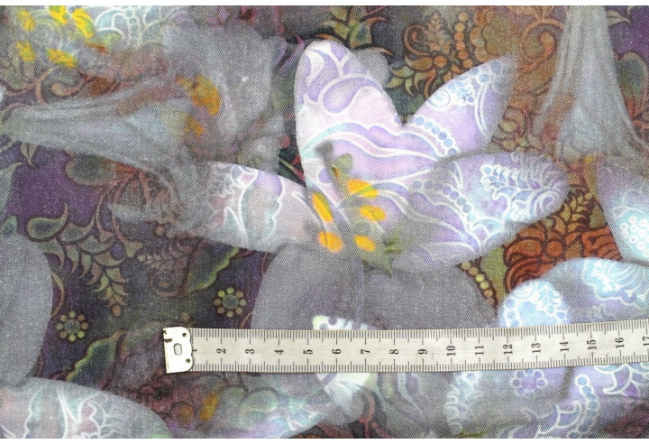 Tissu Gabardine Viscose Imprimé Fleur Étoile Gris de Qualité, Tissu au mètre, Tissu pas cher - Alltissus.com