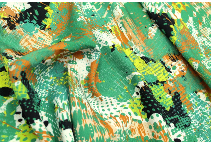 Tissu Gabardine Viscose Imprimé Graff Vert de Qualité, Tissu au mètre, Tissu pas cher - Alltissus.com